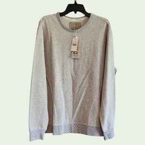 NWT Jachs New York Light Gray Striped Sustainable Fleece Crewneck Sweatshirt